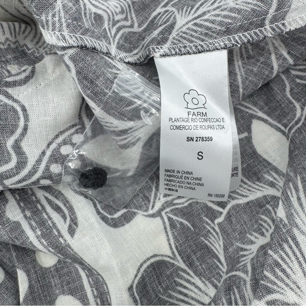 Anthropologie Farm Rio linen Puff-Sleeve Mini Dress adjustable waist Sz S NWT - Picture 10 of 13